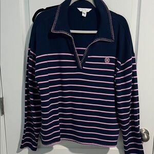 Lilly Pulitzer Navy and Pink Striped Sweatshirt and shorts set